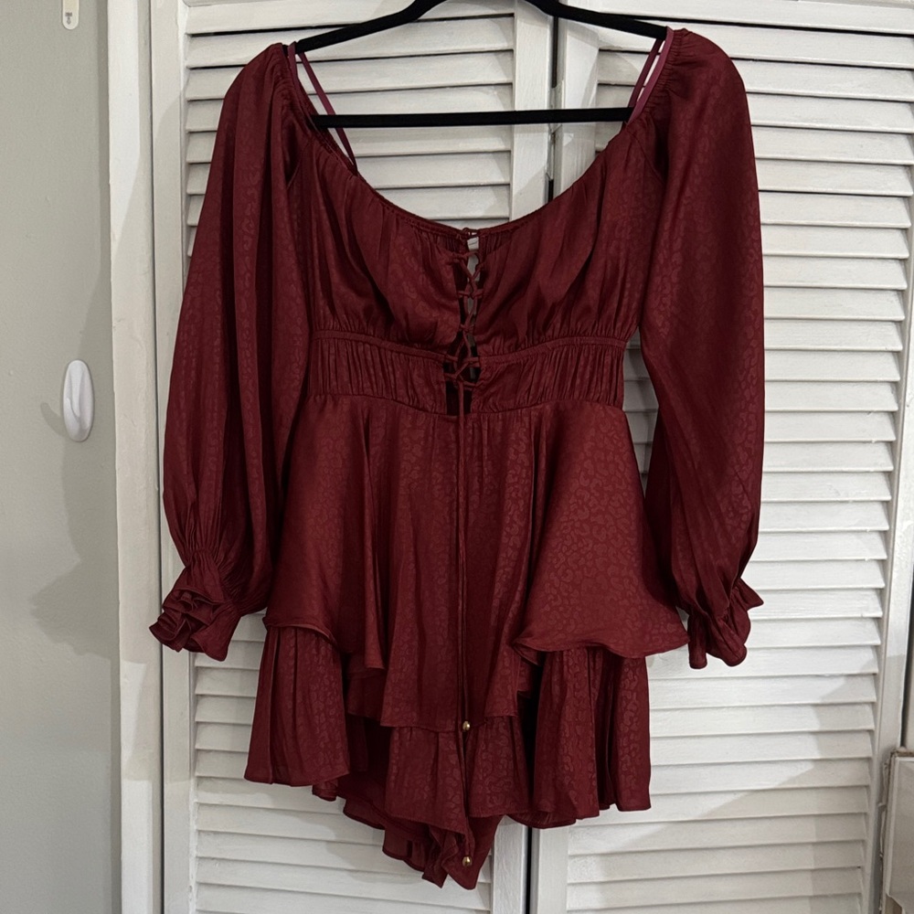 Chic Burgundy Women's Blouse